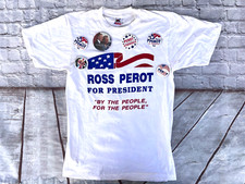 Vintage 1992 Ross Perot for President Campaign Republican T Shirt W/ Buttons
