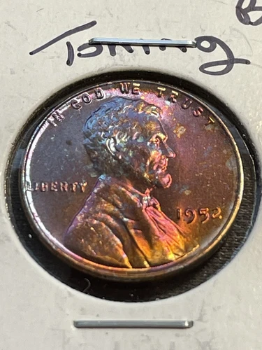 1952-P Lincoln Wheat Cent- "Multi Color Toning" BU GEM MINT STATE Coin Beauty
