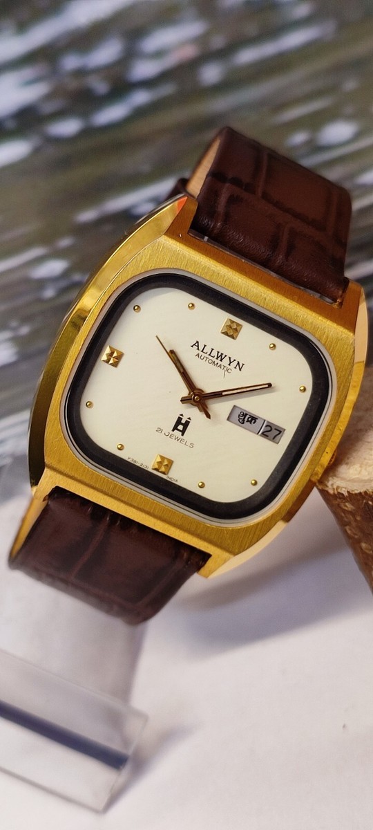 ALLWYN 21 JEWELS AUTOMATIC NOS WHITE DIAL Y381-5110 INDIA