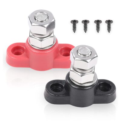 Junction Block Power Post Set Red& Black Insulated Terminal Stud 3/8'' Stainless