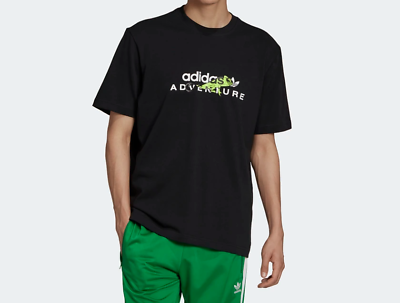 adidas Originals Adventure Big Logo Men Tee Glow in Dark Detail Black GN2322  | eBay UK