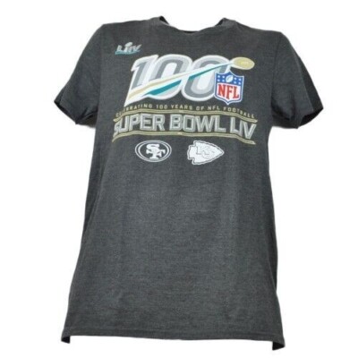 NFL SUPER BOWL LIV 100 YEARS CELEBRATING T SHIRT LARGE, GRAY *NEW