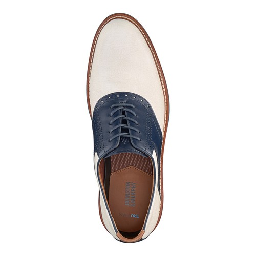 Zapato estilo silla de montar Johnston & Murphy Upton para hombre blanco/azul marino -- Nuevo en caja - Imagen 3 de 4