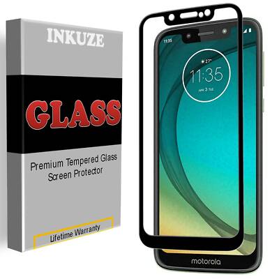 INKUZE Tempered Glass [FULL COVER] Screen Protector For Motorola Moto G7 Play