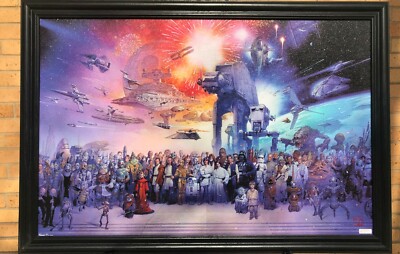 Star Wars Character Collage Wood Framed Textured Collectible Picture Print