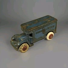 Antique 4.5" Original Ac Williams Cast Iron Moving Storage Van Box Truck