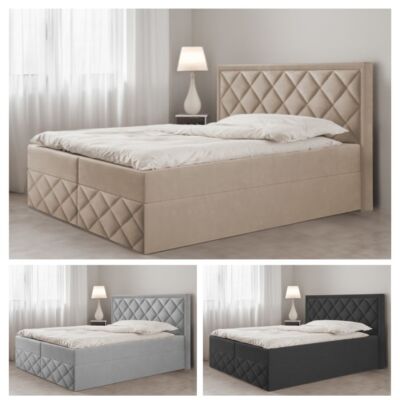 Bett mit Stauraum DORMI 3 Boxspringbett mit Bettkäsen Topper 140 160 180 x 200