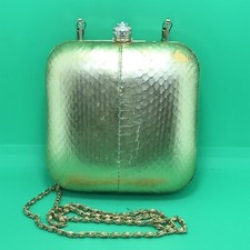 Vintage SASHA Gold Faux Snake Skin  Crystal Embelished Chain Strap Purse