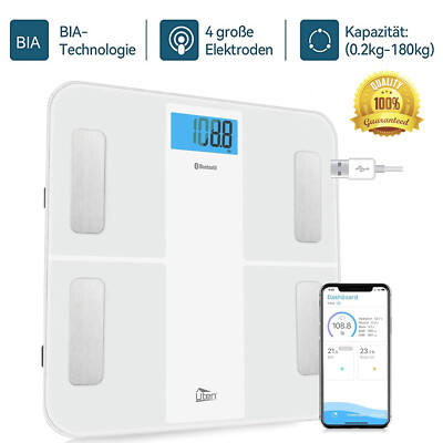 8 in 1 Körperwaage Personenwaage USB Körperfettwaage LCD Personenwaage 180kg