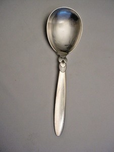 Georg Jensen CACTUS Sterling Silver 8" Serving Spoon Denmark