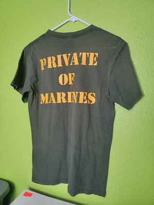 U.S. Private Of Marines Shirt by Anvil Green Yellow  Adult Small Tee