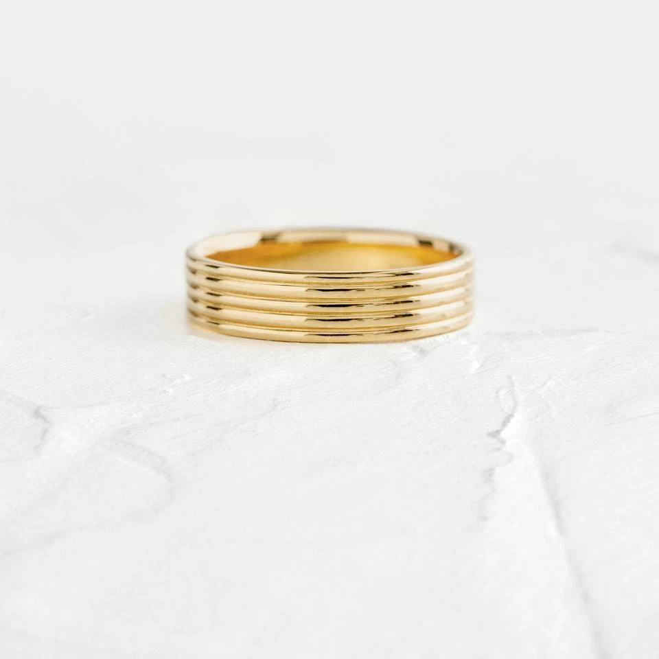 Damen Ring 14K Goldring 585 mit 5mm Breite STACK RINGS 5in1 Stapelring - Bild 1 von 4