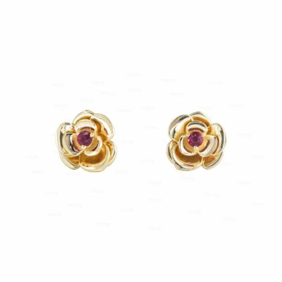 Echt Rubin Edelstein Rose Ohrstecker 14K Gold feiner Schmuck Ohrringe - personalisierbar Jude