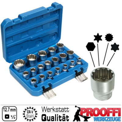 19-teiliges 1/2"-Steckschlüssel-Set Für 6 (Torx) Und 12-Kant