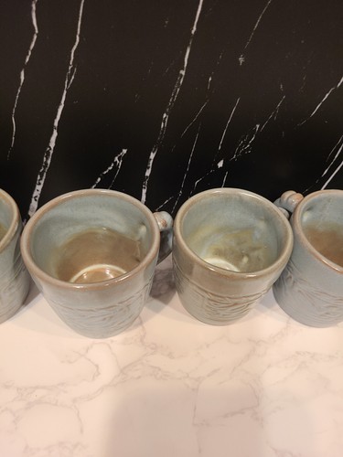 FRANKOMA Pottery Mugs /Cup 7C Blue /Green Mayan Aztec Set Of 5 Vintage MCM EUC - Picture 8 of 10