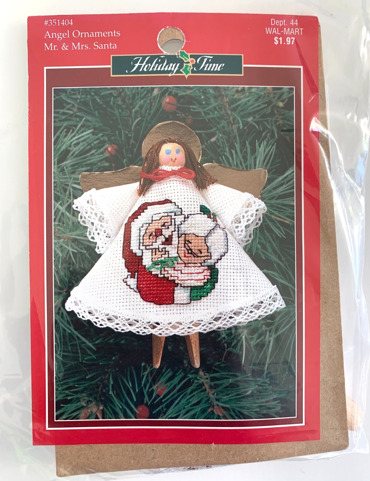 Lot of 3 Holiday Time Counted Cross Stitch Clothespin Angel Ornament