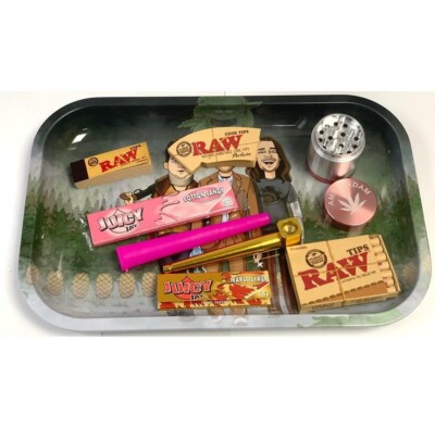 Ananas Rolling Tray Set Rosa Kegel Halter Zuckerwatte Papiere Raw Tips Geschenk Ki