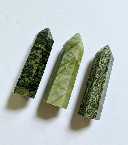 NEW! Set of THREE CRYSTAL TOWERS — GREENS — Aventurine, Jungle/Zebra Jasper 3 in - Picture 2 of 24