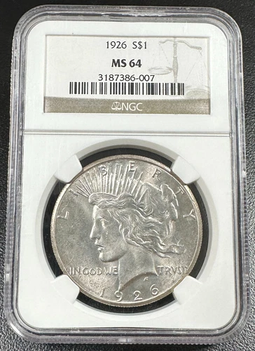 1926 U.S. Silver Peace Dollar NGC MS64 High Grade