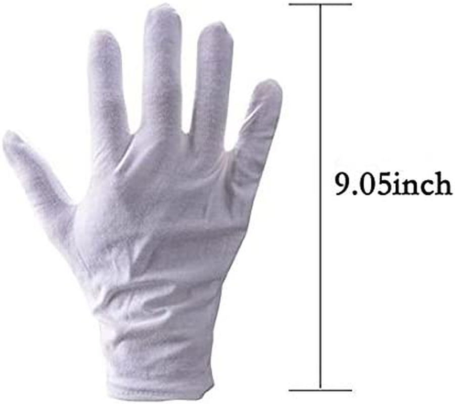 10Pairs White Cotton Gloves Large Size for Art Handling Crafting Coin