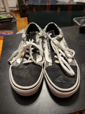 VANS Old Skool Black Suede/Floral Canvas Lace Up Skate Shoes Men’s 5.5 Women’s 7