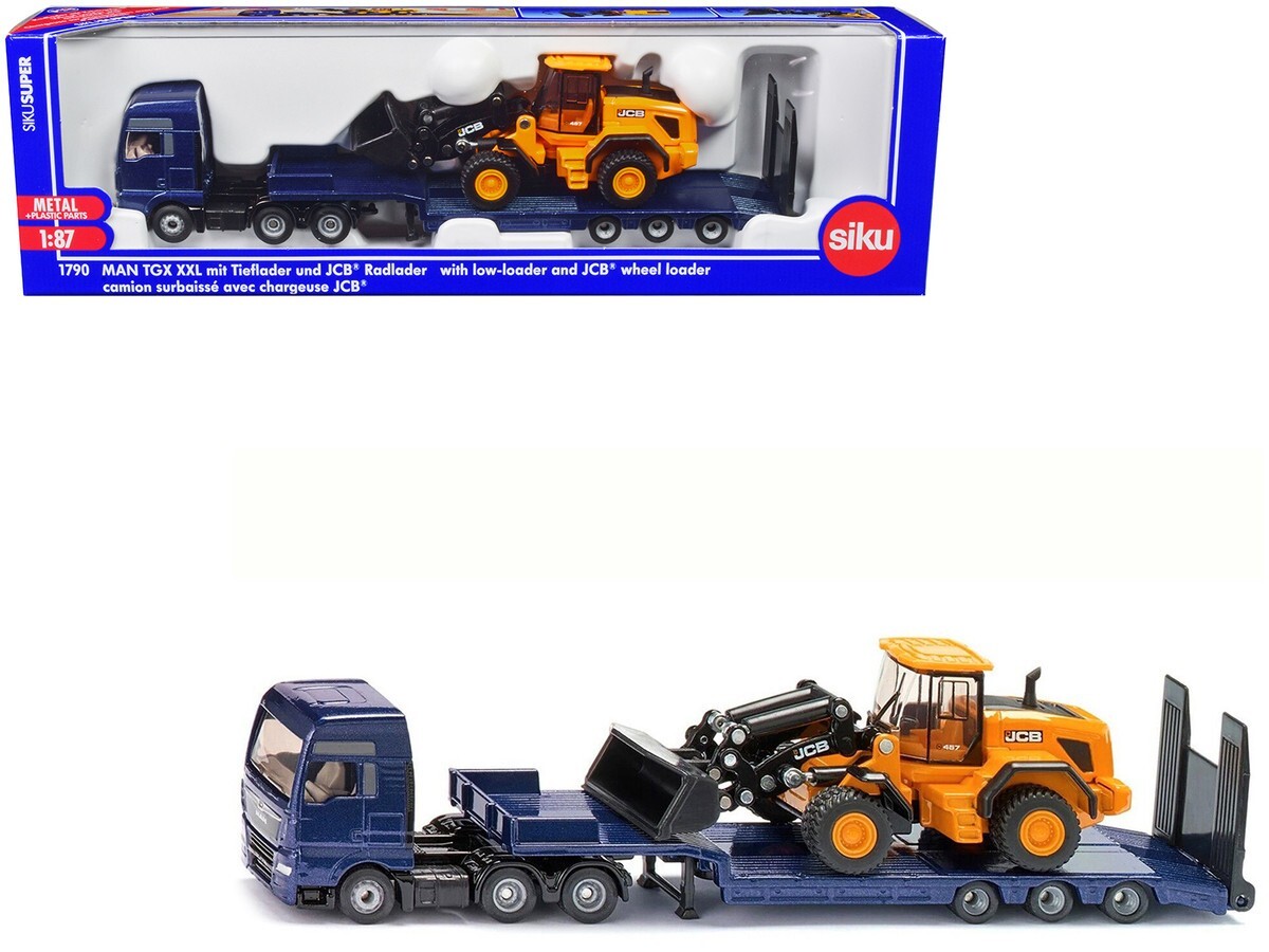 Siku MAN Truck W/Low Loader Trailer & JCB 457 Wheel Loader 1/87