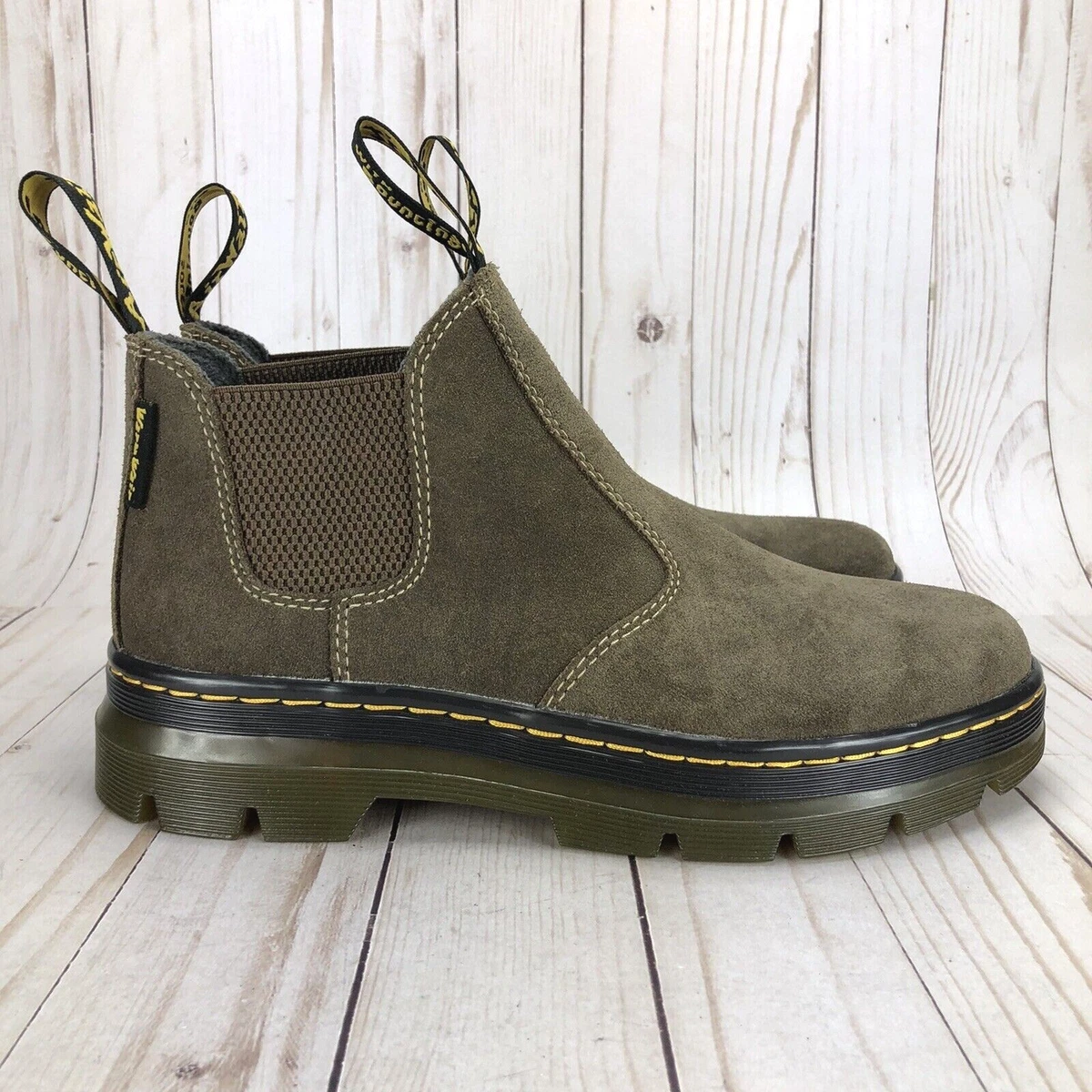 Dr Martens Hardie Boots Chelsea Brown Suede Pit Quarter Pull On Mens Size W9/M8 eBay