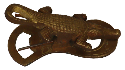 Heurtoir de porte ashanti en laiton, ghanéen, « crocodile » - France