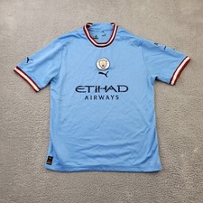 PUMA Manchester City Shirt Mens Large Blue Etihad Performance Soccer