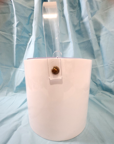 White Ice Bucket w/Clear Acrylic Lid and Handle, 3 Quart - Picture 2 of 11