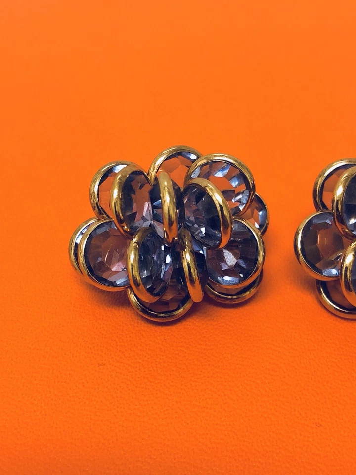 Swarovski Blue Flower Crystal Earrings - Image 2 of 4