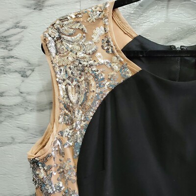 R M Richards Dress Women Size 16 Black w Gold Silver Sequin Sleeveless  Pencil | eBay