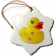 3dRose Rubber Duck 3 inch Snowflake Porcelain Ornament