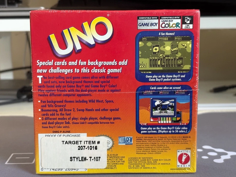 Nintendo GameBoy Color UNO Game • MINT - NEW IN BOX/SEALED • Classic Game 1998 - Image 2 of 4