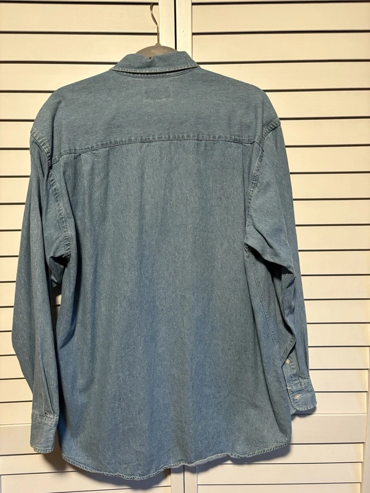 Camisa Corvette Cutter & Buck Para Hombre Grande Azul Denim Manga Larga Bordada De Colección Foto 2 de 4