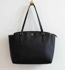 Tory Burch Top Zip Tote Black Saffiano Leather Shoulder Bag Black