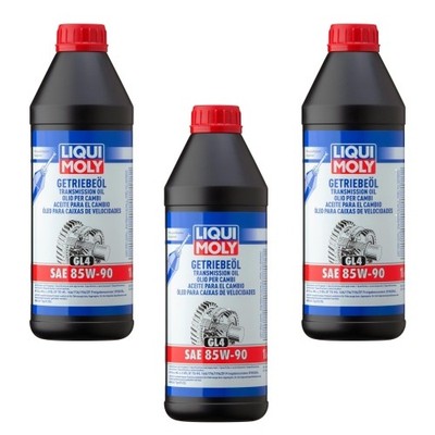 3x LIQUI MOLY 1030 Mineralisches Getriebeöl (GL4) SAE 85W-90 1L