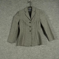 Ann Taylor Blazer Womens Size 4 Grey 100 Wool Long Sleeve Button Up Ladies