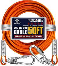 Tie Out Cable for Dogs up to 300Lbs,50Ft Extra Strong 1000Lbs Break Strength Tie