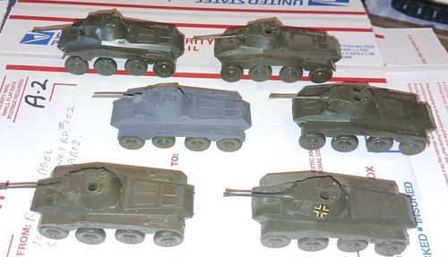 (A-2) 6 Roco German 1:87 Puma 8 Wheel Armoured Cars. Painted. Missing Parts. - Picture 1 of 3