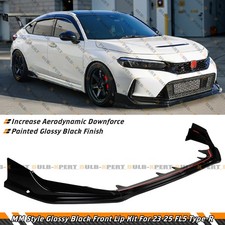 For 2023-26 Honda Civic Type R Fl5 Mm Style Gloss Black Front Bumper Lip Spoiler