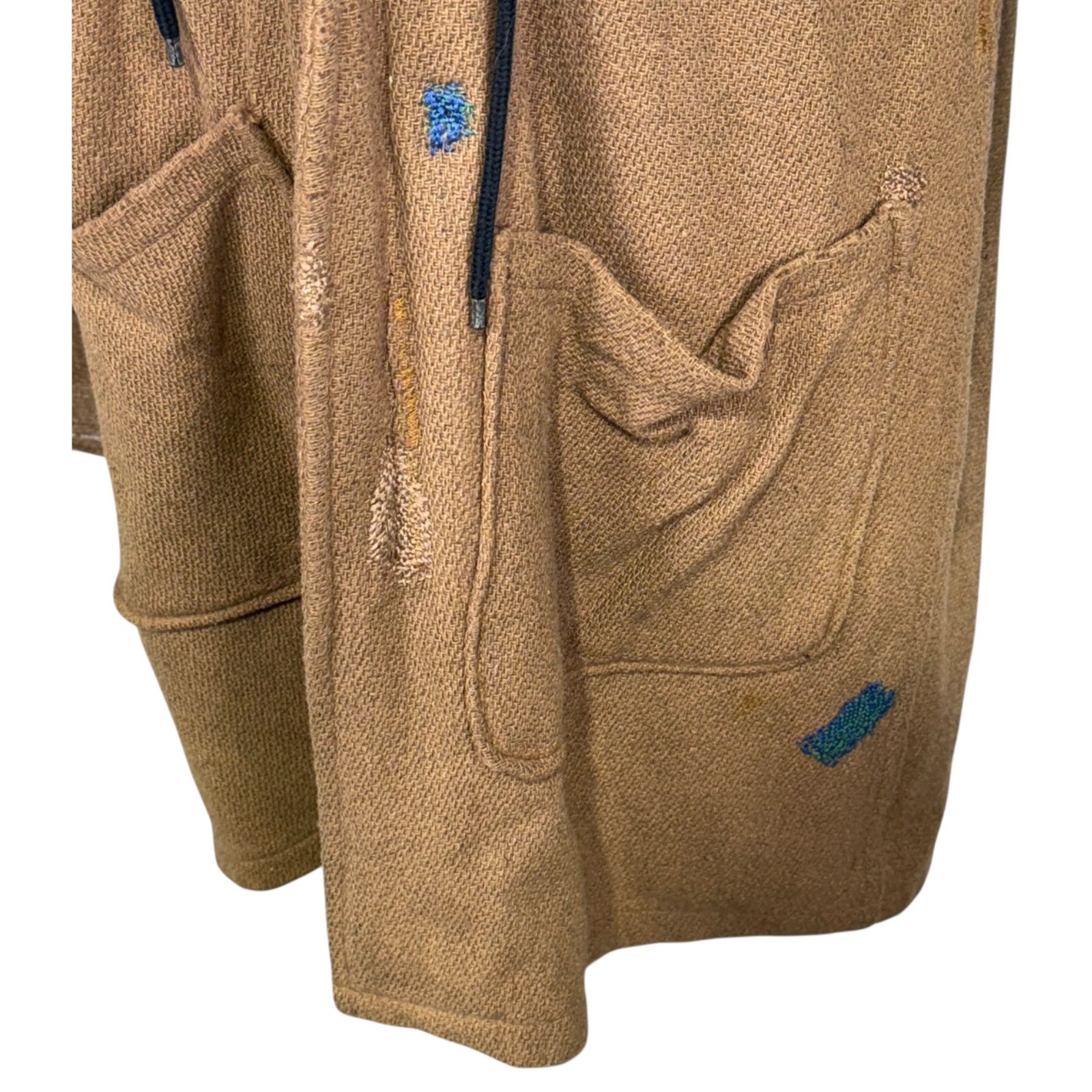 Rare 1950s Woolrich Mens Hooded Wool Coat With Plaid Lining Brown Size M image 8