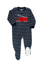 Carter's Toddler Boy's Black Striped Firetruck Fleece Footed Pajama Sleeper