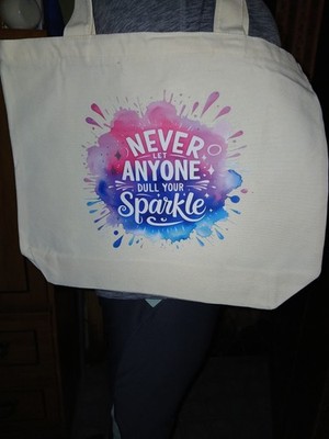 Zipper Canvas Tote With Decal On Exterior And Cosmetic Pouch