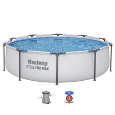 Image of Bestway Grey Steel Pro Max Round Pool Set, 10FT Swimming Pool, Grey