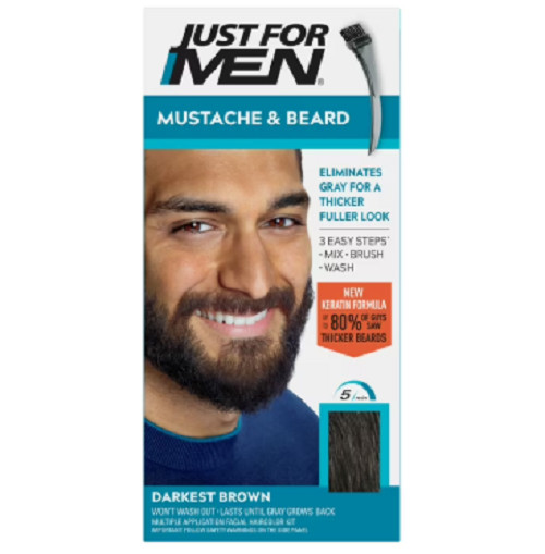 Just For Men Mustache & Beard, Beard Dye for Men with Brush 