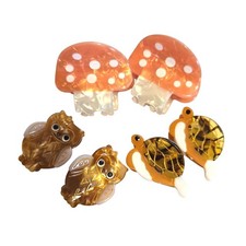 3 pairs, Mushroom Owl Turtle Hair Claw Clip Set Acetate Cottagecore Animal Clips