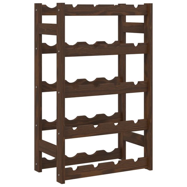 Weinregal FüR 20 Flaschen Braun Massivholz Kiefer-image