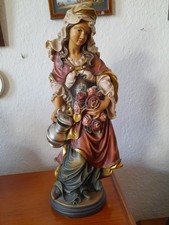  handgeschnitzte Heilige Elisabeth von Thüringen Holz Figur Skulptur