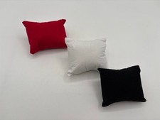 Watch Display Pillows Set of 3 Red  Black Velvet  White Felt Jewelry Cushion